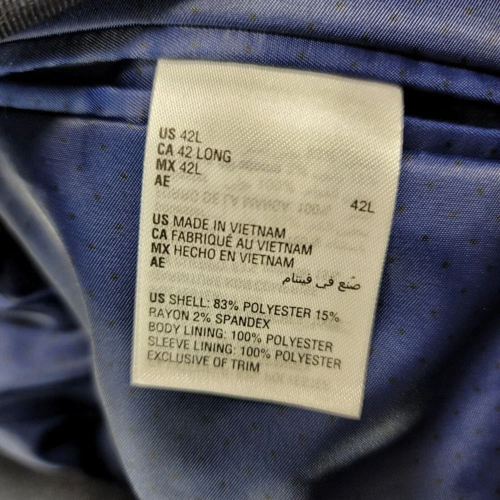 Alfani Slim-Fit Navy Tuxedo Suit Jacket Mens 42L Blue Diamond Grid‎ Pattern $360